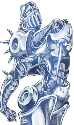 A picture showing the stand Silver Chariot