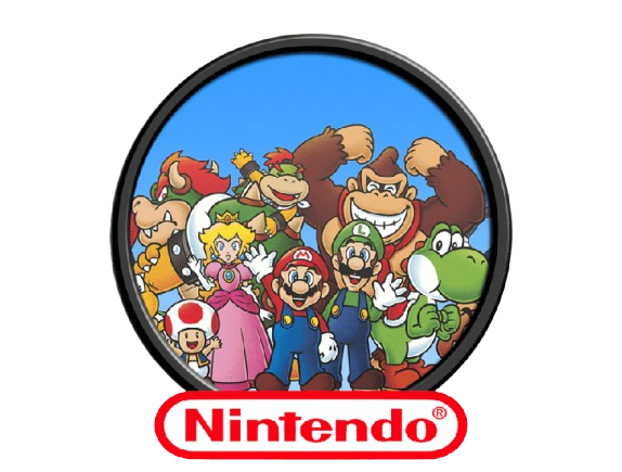 Az első logó, a képen Mario és egyéb Mario szereplők vannak