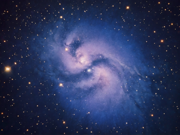 AI-generated visualization of the Vela Pulsar, showing a bright neutron star emitting distinctive beams of radiation against a celestial background