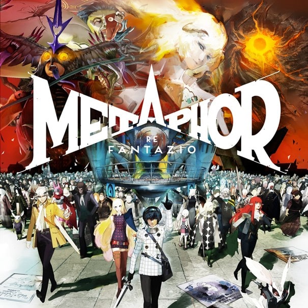 Stylized Metaphor: ReFantazio key art with characters and apocalyptic background