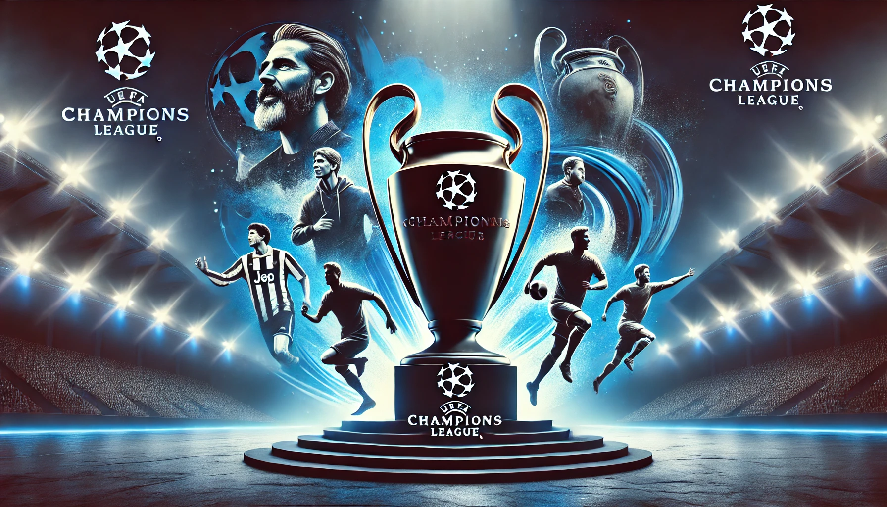 UEFA UEFA Champions League trophy with players and coaches