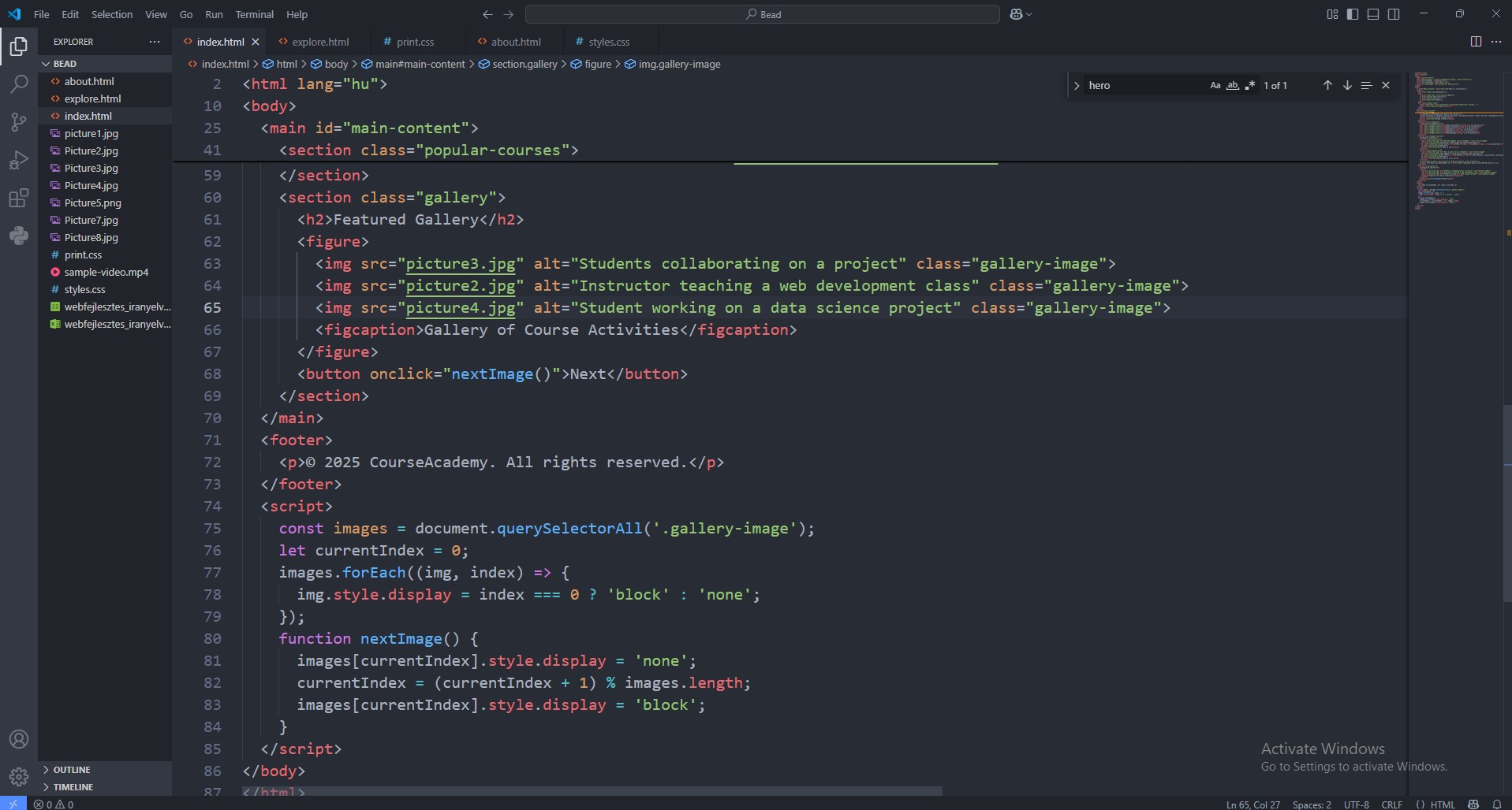 Student working on a data science project