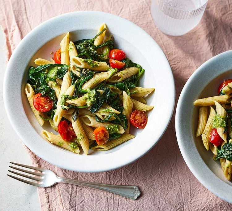 Pesto-s spenótos penne