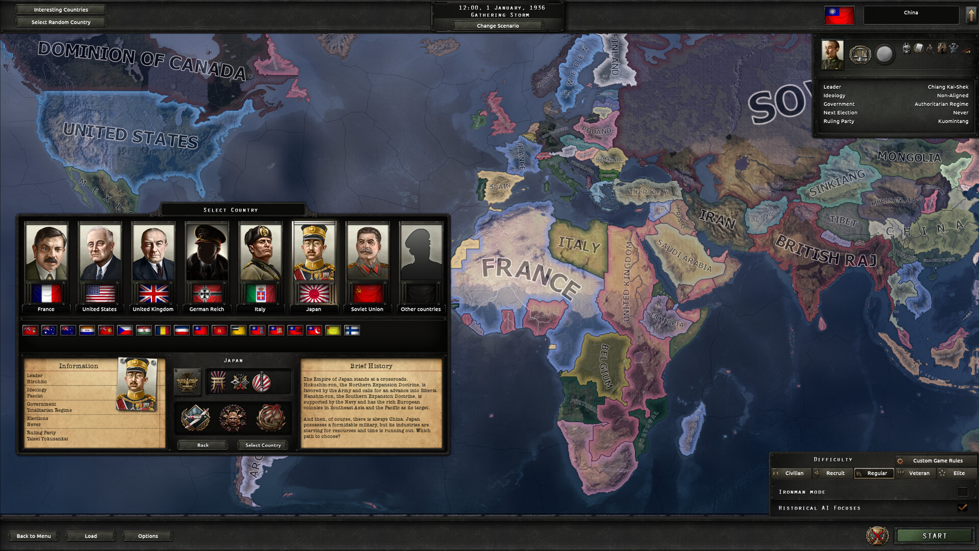 Country selection