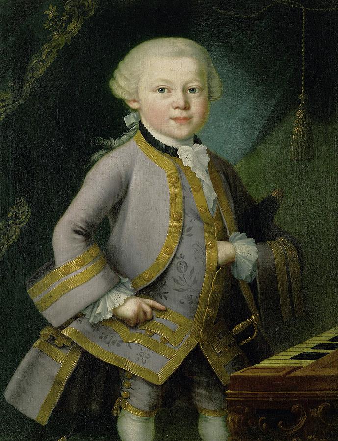 Oil painting of young Mozart