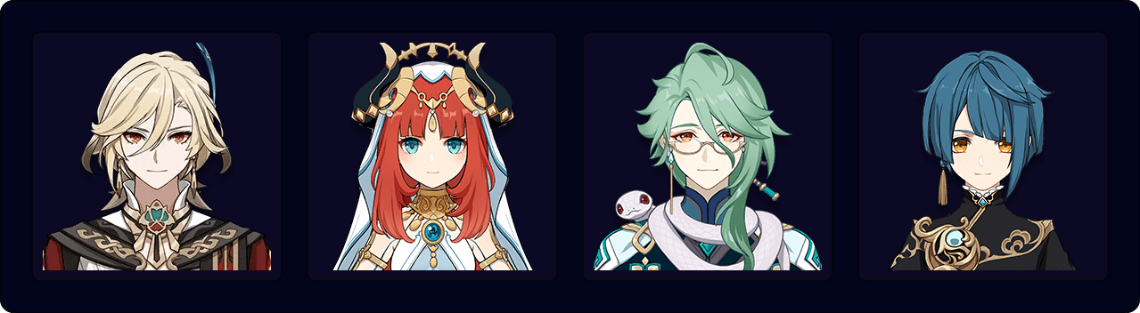 A team with Kaveh Nilou Baizhu and Xingqiu