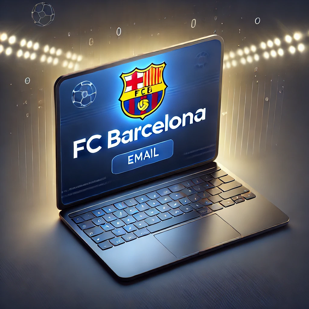 Laptop képernyőjén Barca logó