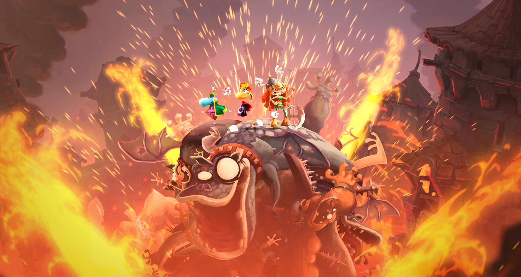 Rayman Legends egyik promóciós képe, ami az elsó zenés pálya végéről egy képernyőkép