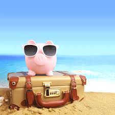 Illustration about a piggy-bank on a suitcase