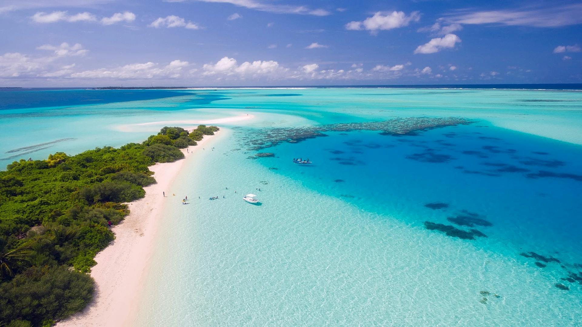 Areial view of an island in the Maldives