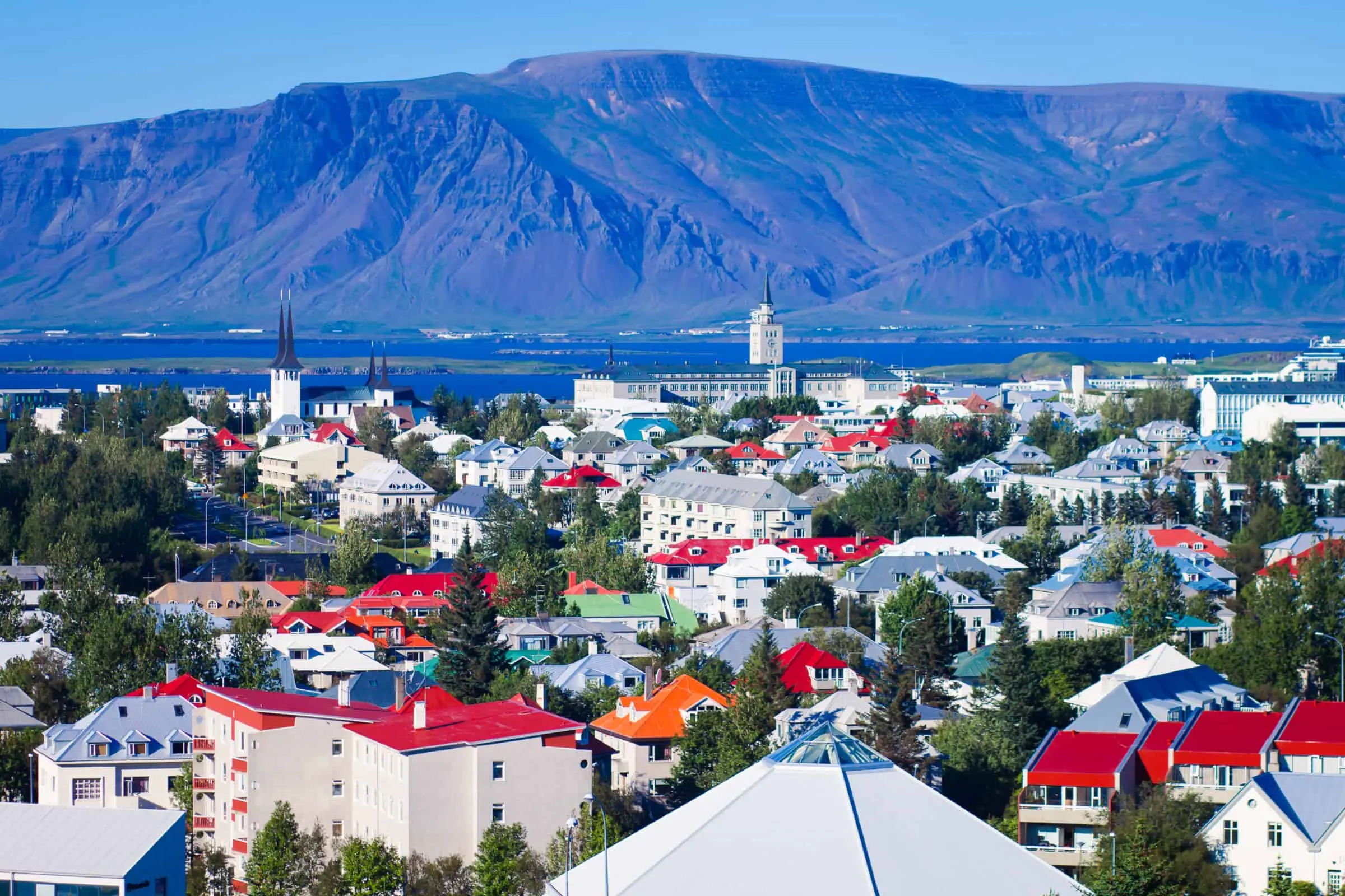 Areial view of Reykjavik, Iceland
