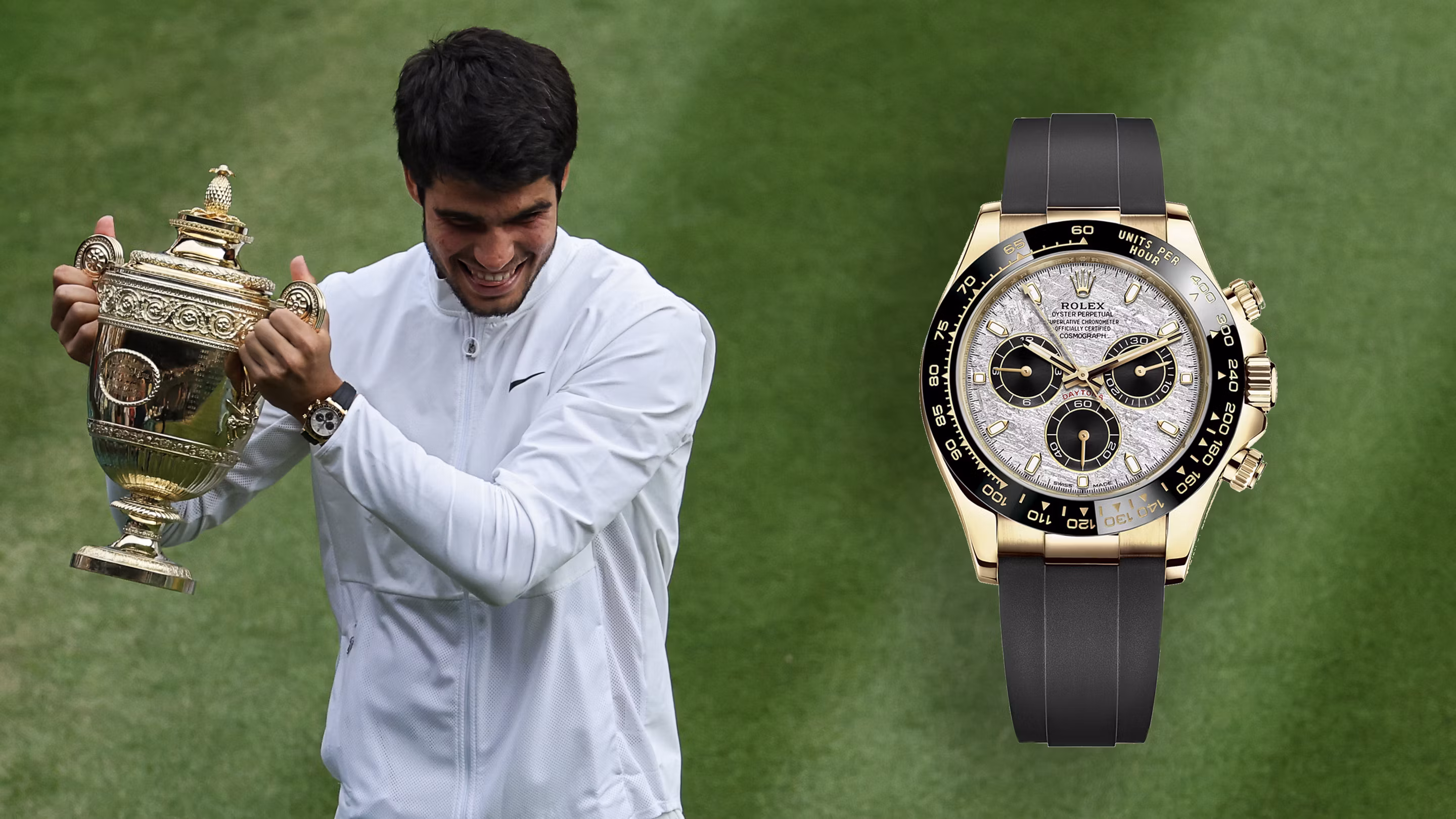 Carlos Alcaraz egy rolexben ünnepli győzelmét