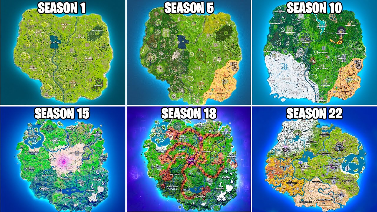Fortnite pálya evolúciója: a térkép változásai az évek során
