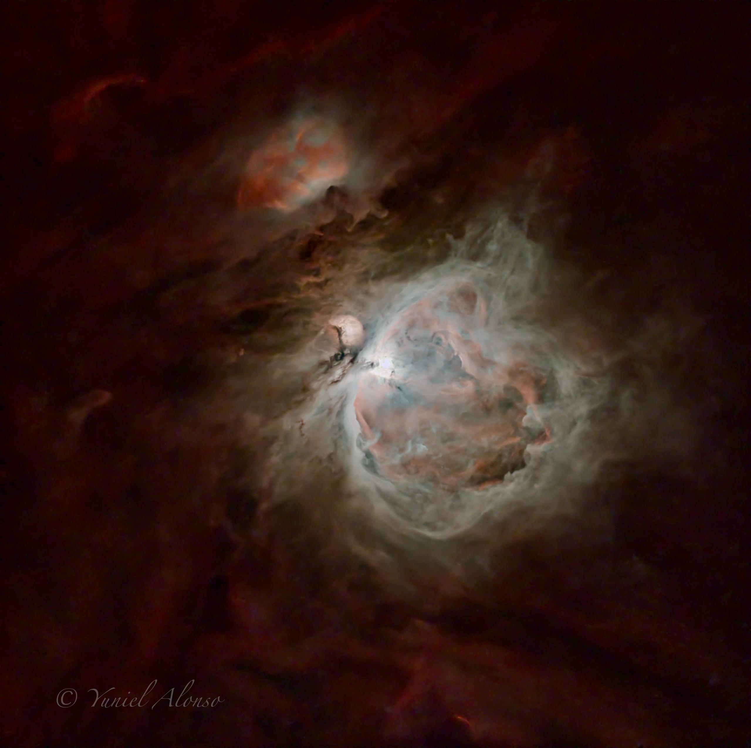 A painting-like image of a nebula, with no stars visible in the background.