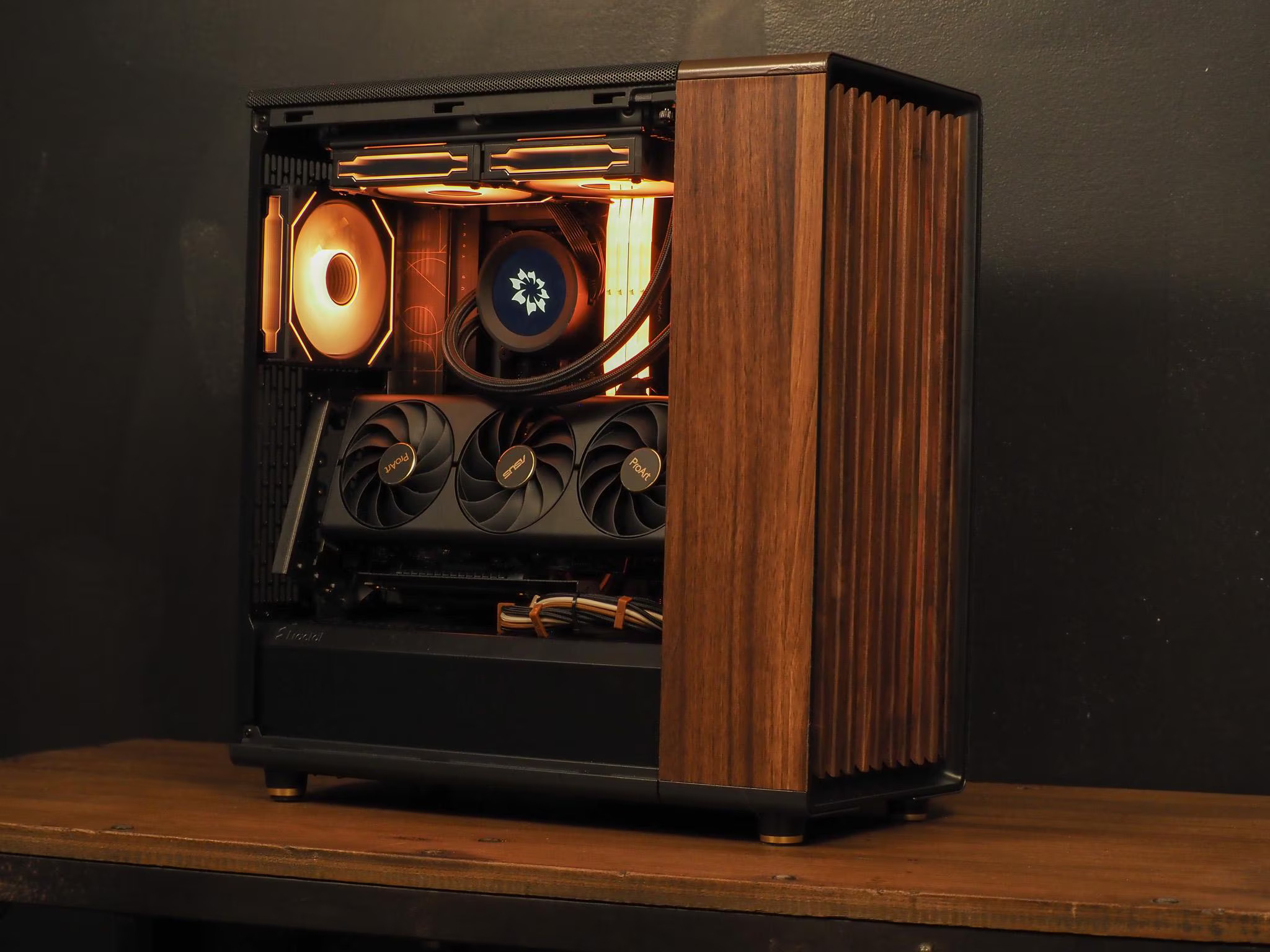 Picture of an aesthetic wooden PC case